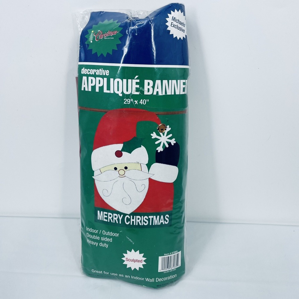 The Christmas Collection Santa Applique Banner Michaels Exclusive 29x40 2001 NEW